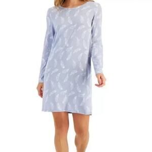 Charter Club Women s Butter Soft Sleepshirt Blue Feathers Size Small